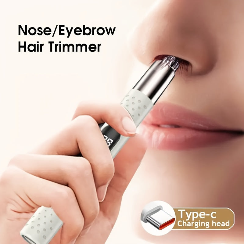 Electric Nose Hair Trimmer USB Rechargeable Unisex - Stainless Steel Painless Trimmer for Nose Ear Eyebrow Hair, Portable Grooming Tool Men Women, Green