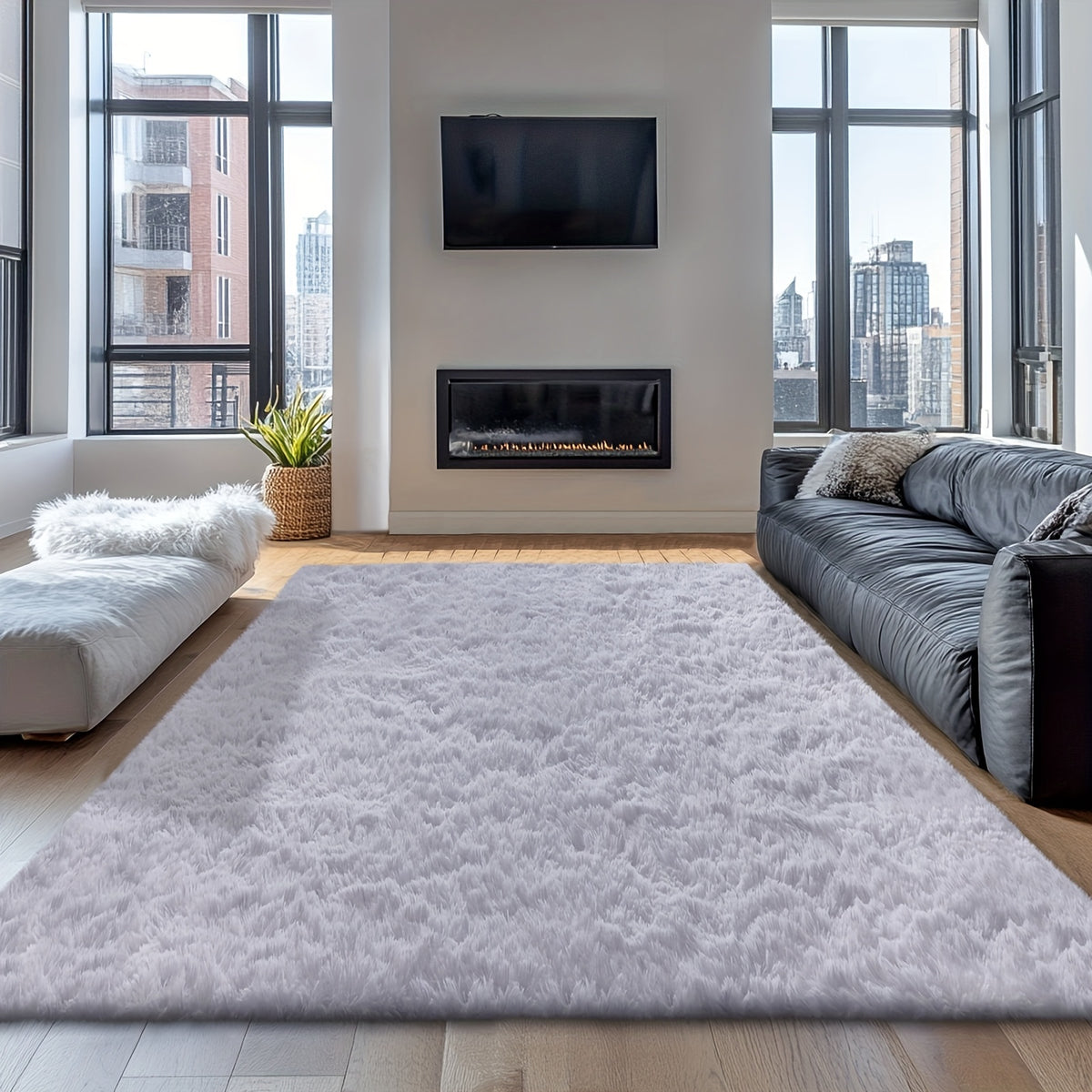 Velvet Shag Area Rug with Non-Slip Backing – Super Soft Plush Indoor Carpet for Living Room, Bedroom & Kitchen, Tie-Dye & Solid Colors, 5 Sizes
