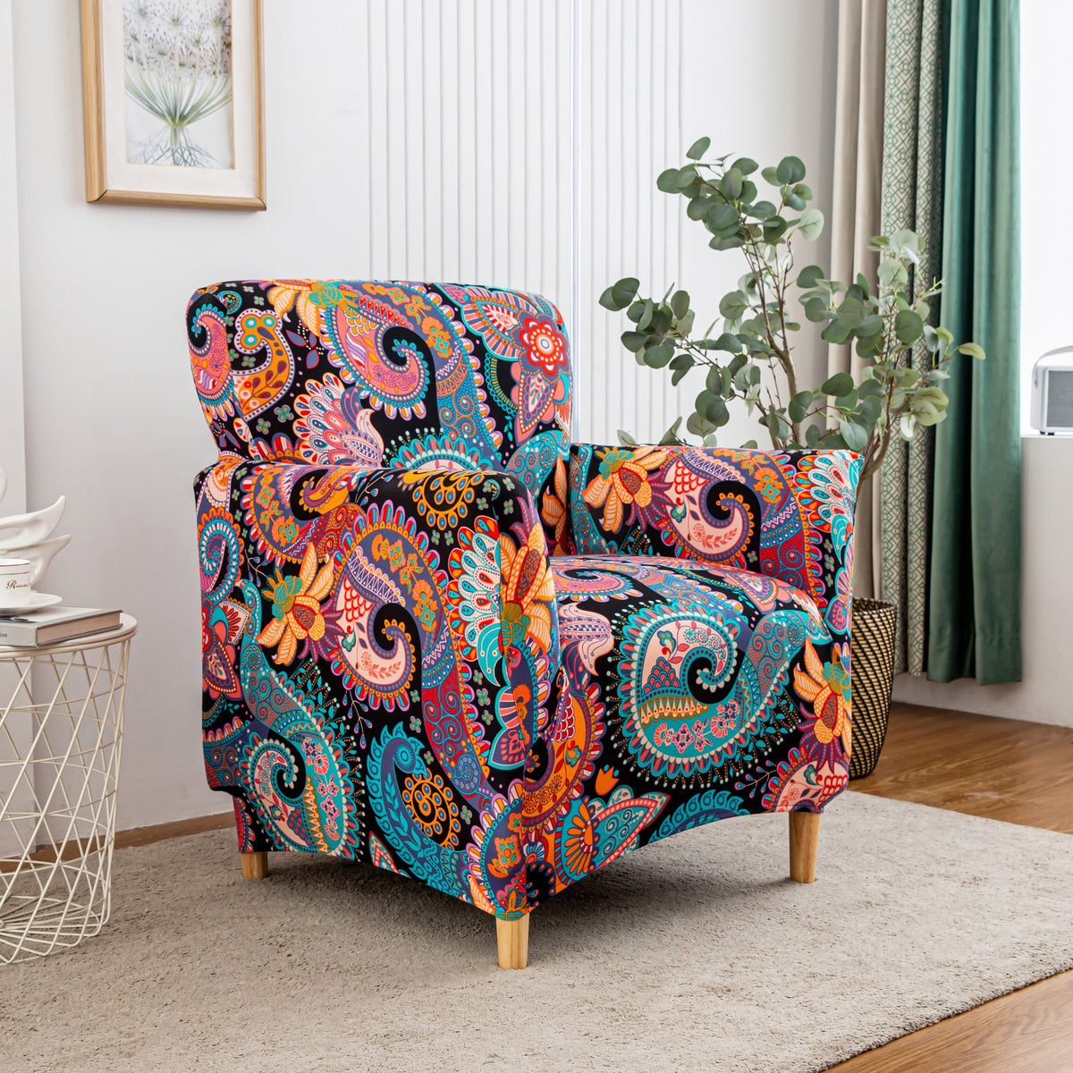 Stretch Armchair Slipcover 1pc - Mid Century Modern Accent Chair Cover with Arms Soft Furniture Protector for Living Room Office Reception Reading Machine Washable