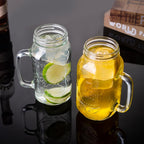 Mason Jar Drinking Glasses with Handle 24oz Set of 4 | Dishwasher Safe Reusable Cups for Party Home Beverages