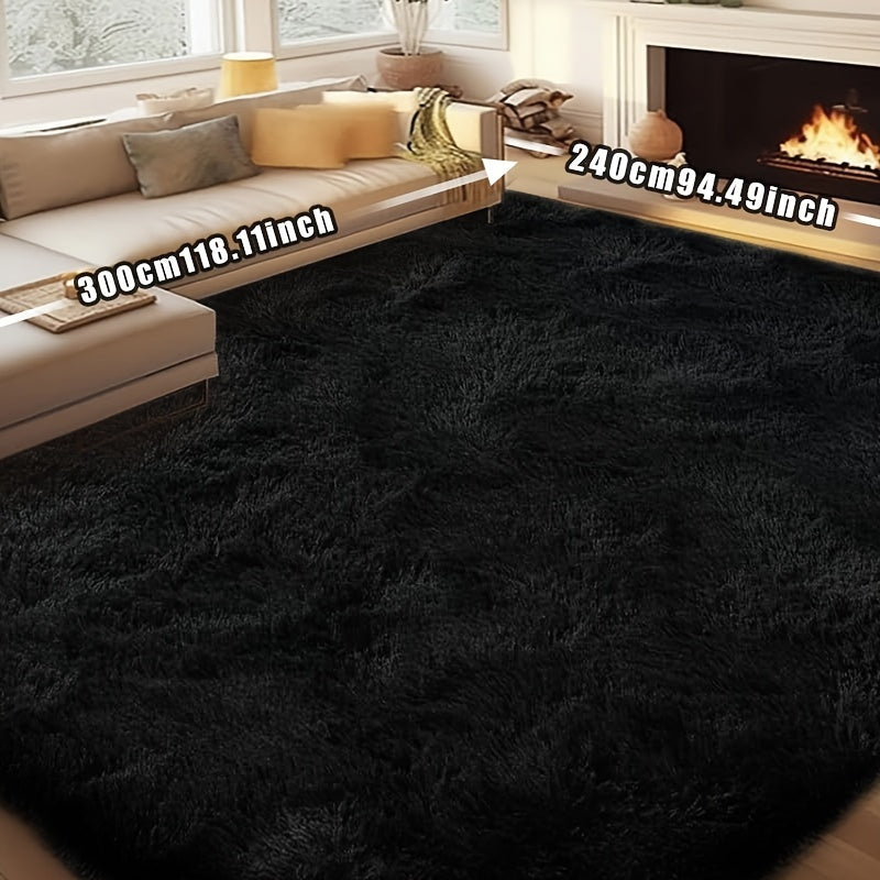 Plush Fluffy Area Rug Tie Dye Soft Indoor Carpet Non-Slip for Living Room Bedroom – Modern Home Decor Floor Mat | Multiple Sizes | Light Gray, Dark Gray, Black, Pink