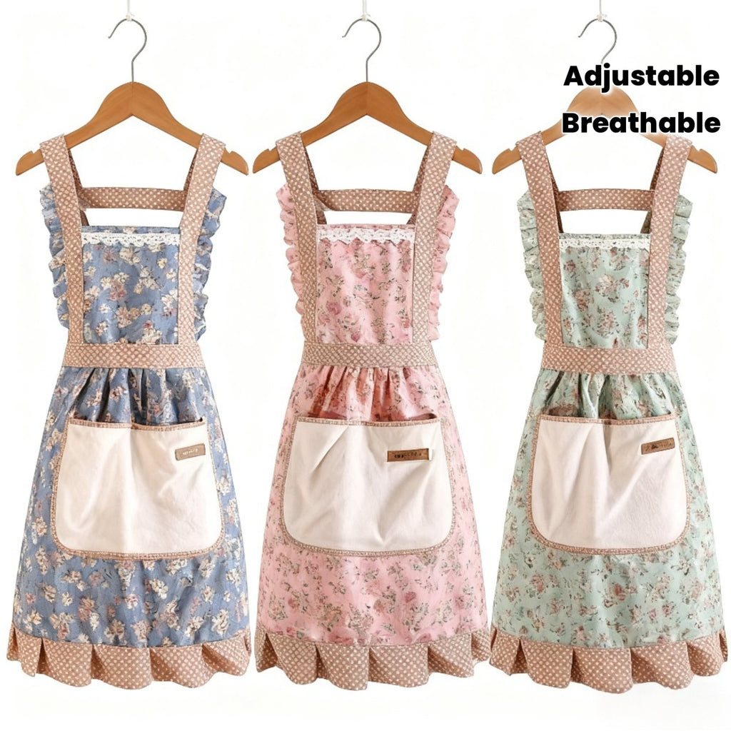3-Pack Cute Princess Aprons with Large Pockets, Colorful Kitchen Cooking Aprons for Women, Adjustable Baking Aprons for Coffee Shop, Restaurant & Home Use, Great Gift for Her