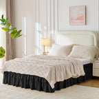 Dust Ruffle Bed Skirt 16 Inch Drop Elastic Wrap Around – Double Ruffle Easy Install Machine Washable, Twin Full Queen King CK, 10 Colors