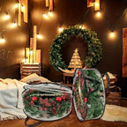 Transparent Wreath Storage Bags Heavy Duty PVC – 24 & 30 Inch Christmas Garland Protector Bags with Handles, 2 or 4 Pack, Seasonal Holiday Wreath Organizer