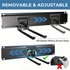 Wall Mount Garage Tool Organizer 48", Heavy Duty Steel Storage Rack with Swivel Lock Hooks, 420lbs Capacity, Holds Brooms, Shovels, Hoses & Garden Tools, Adjustable Pegboard Wall System for Garage & Shed