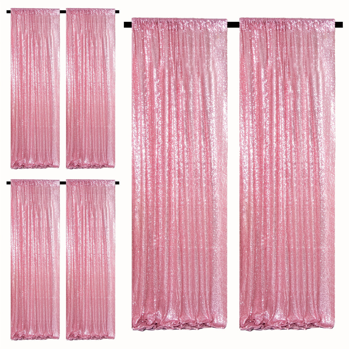 Sequin Backdrop Curtains – Glitter Party & Wedding Background Panels, 2ft×8ft per Panel, 4/6/8 Panel Sets, 29 Colors for Birthday, Stage, Bridal & Event Decor