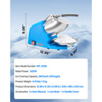 Electric Ice Crusher & Snow Cone Maker - 300W 286 lbs/h, 4 Stainless Steel Blades, One-Touch Operation, Anti-Splash, for Home Bar Office Kitchen | Nuvia Haven