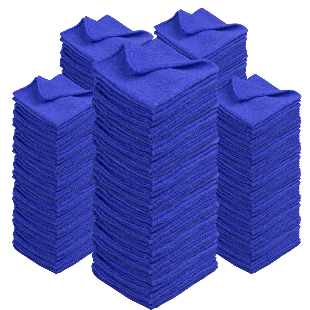 Americlassic Cotton Shop Rags 12x14 in – Absorbent Lint-Free Cleaning Rags & Shop Towels for Home, Garage, Auto & Industrial Use, 50 to 500 Pack, Red, White & Navy Blue