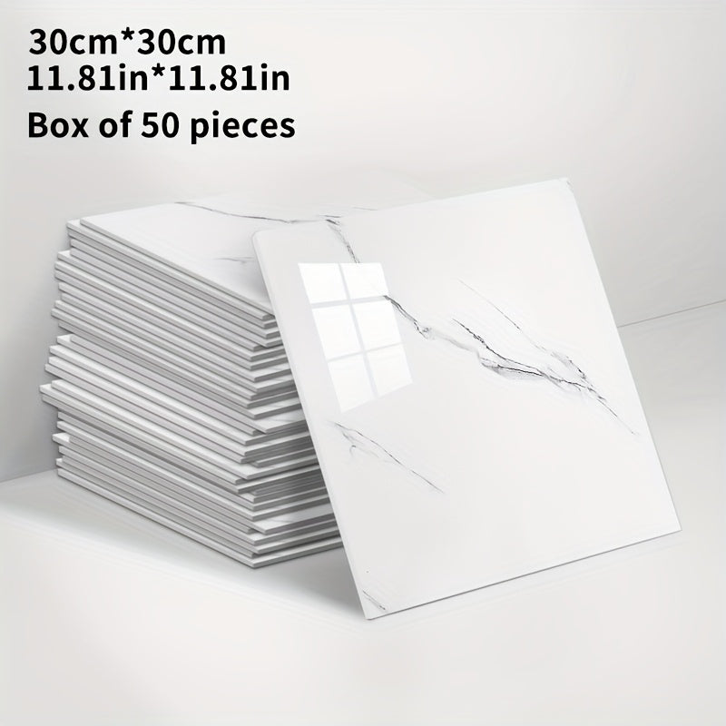 3D Marble Peel and Stick Wall Tiles 20/50pcs, Self-Adhesive Foam Wall Panels & Wall Stickers for Bathroom, Kitchen, Living Room & Bedroom Renovation, Easy to Cut & Clean, Grey Marble, Not Real Tile