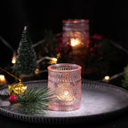 Glass Votive Candle Holders Bulk Set 6/12/24pcs – Shimmering Multi-Hued Hurricane Glass for Wedding, Christmas, Thanksgiving, Valentine’s Day & Holiday Party Tabletop Decor