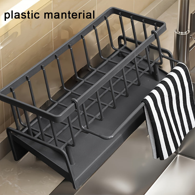 Kitchen Sink Caddy with Drainage & Removable Brush Holder – Sink Organizer for Sponge, Soap, Dishwashing Brush & Scrubber | Counter Basket Tray for Clean & Clutter-Free Kitchen Sink