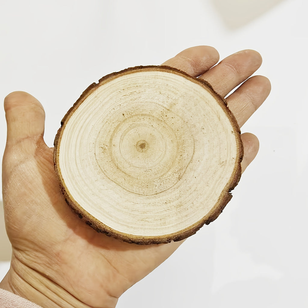 Wood Log Slices 28pcs Natural Tree Bark Rounds 2.7–3.5 Inch Unfinished Wooden Discs for Crafts Christmas Decor Coasters Wedding Centerpieces Woodworking DIY Art