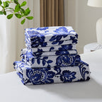 Floral Sheet Set – 4-Piece Soft Fitted & Flat Sheets with Pillowcases, Wrinkle-Resistant Bedding