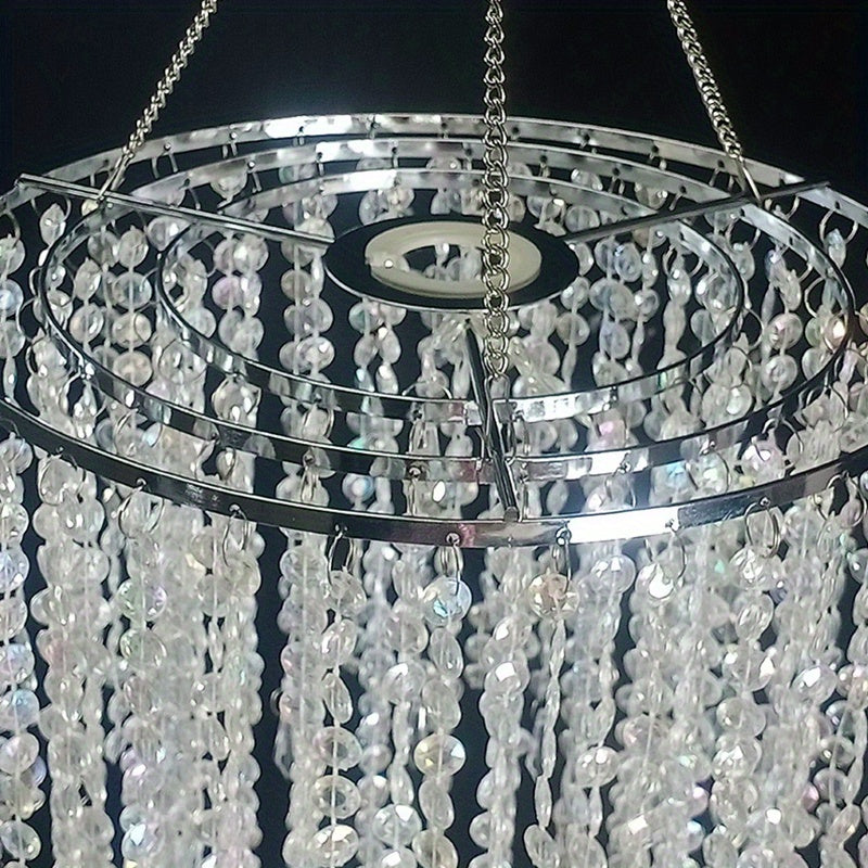 Crystal Chandelier Lampshade Acrylic Beaded Branch Ceiling Pendant Light Fixture for Wedding Party Living Room Home Decor