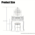 Vanity Desk with Mirror and 4 Drawers 360° Rotating Detachable Dressing Table with Stool – Modern White Makeup Table for Bedroom