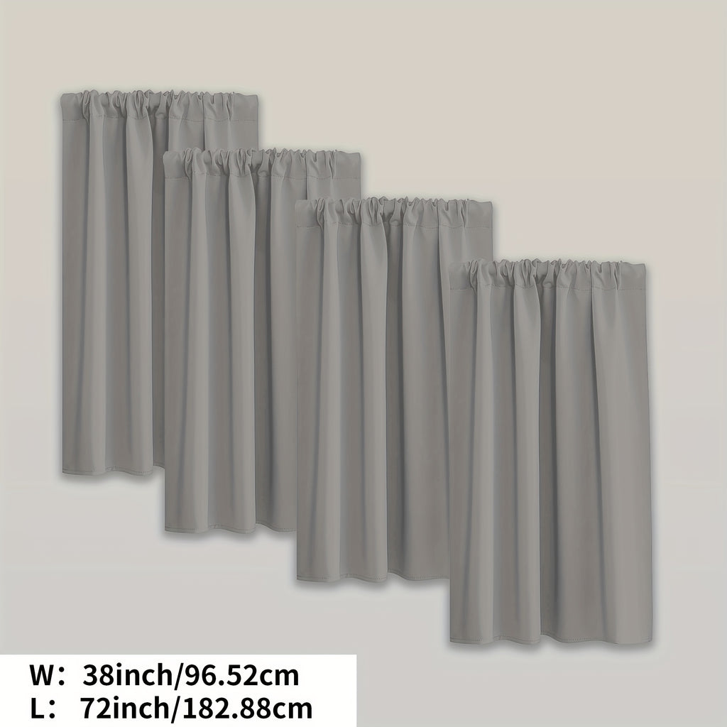 Blackout Curtains Rod Pocket 4 Panels - Thermal Insulated Room Darkening Noise Reducing Matte Drapes for Bedroom Living Room Office, 9 Colors 11 Sizes