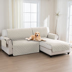 L-Shaped Sectional Sofa Cover 100% Liquid-Resistant Couch Slipcover with Non-Slip Straps for Dogs Cats Pets Left Right Chaise