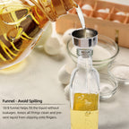 Glass Oil Dispenser Bottles Set 4/8pcs, 17oz Square Borosilicate Glass Olive Oil & Vinegar Dispenser with Spout, Funnel, Labels & Lids, Kitchen Condiment Containers for Home, Restaurant & Outdoor