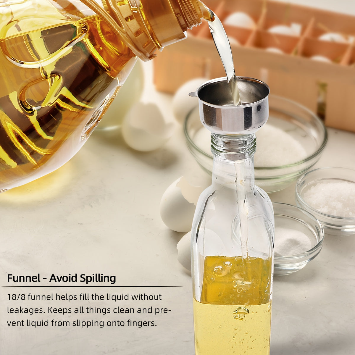 Glass Oil Dispenser Bottles Set 4/8pcs, 17oz Square Borosilicate Glass Olive Oil & Vinegar Dispenser with Spout, Funnel, Labels & Lids, Kitchen Condiment Containers for Home, Restaurant & Outdoor