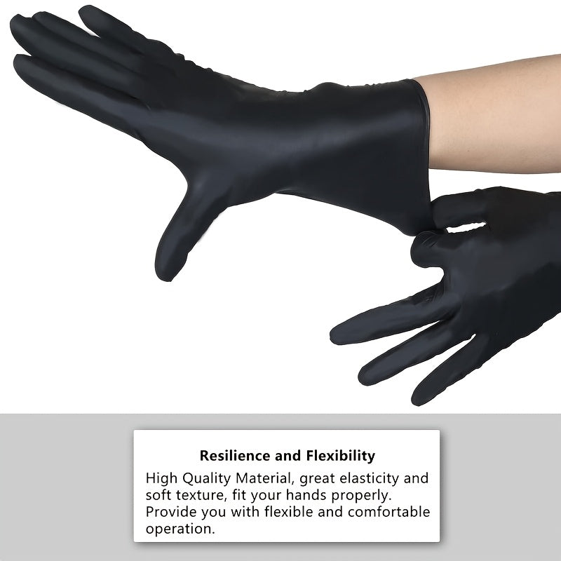 Black Disposable Nitrile Gloves 500PCS 6.7 Mil Thick Latex-Free & Powder-Free – 5 Boxes of 100, Textured Grip for Cooking, Food Handling, Cleaning & Hair Coloring, S/M/L/XXL