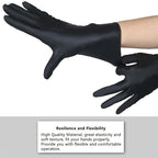 Black Disposable Nitrile Gloves 500PCS 6.7 Mil Thick Latex-Free & Powder-Free – 5 Boxes of 100, Textured Grip for Cooking, Food Handling, Cleaning & Hair Coloring, S/M/L/XXL