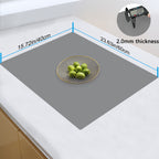 Silicone Kitchen Counter Mat Extra Large, Nonslip Heat Resistant Countertop Protector, Nonstick Waterproof Craft Mat & Table Placemat, Multi-Size in Gray, Black & Translucent