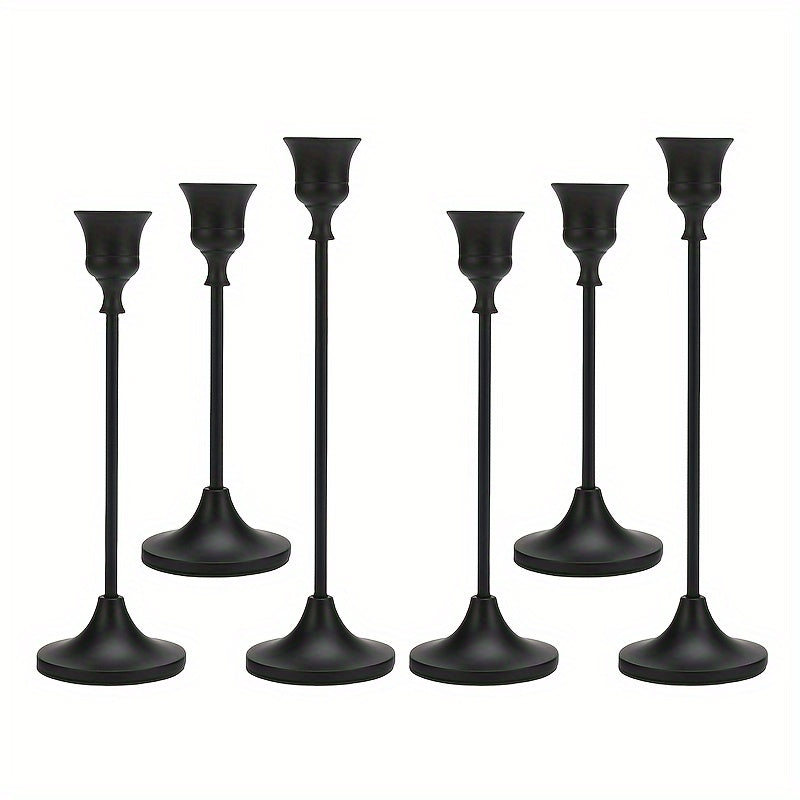 Metal Taper Candle Holders Set Elegant Detachable Base for Wedding Centerpiece Candlelit Dinner Table Decor Home Accent Copper and Black Set of 6 12 36