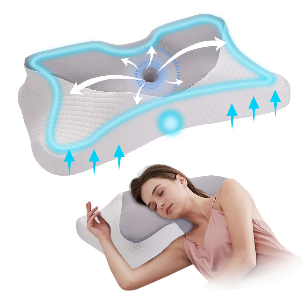 Memory Foam Cervical Support Pillow – Slow Rebound Breathable Arch Pillow for All Sleeping Positions, Neck & Spine Relief, Soft Multifunctional Bed Pillow & Family Gift