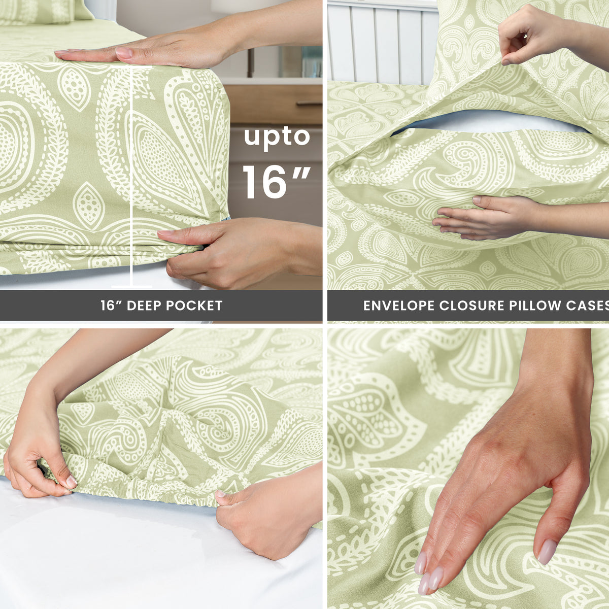 Paisley Bed Sheet Sets Queen King Twin Full Cal King – Soft Brushed Microfiber Deep Pocket Fitted Sheet & Pillowcases, Wrinkle Free