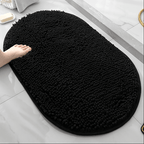 Chenille Oval Non-Slip Bathroom Mat Super Absorbent Soft Plush Floor Mat – Machine Washable, Anti-Slip Backing, 5 Colors 6 Sizes for Bathroom Kitchen Pet Use