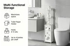 Large Capacity Bathroom Organizer Storage Cabinet with Toilet Paper Holder – Waterproof Dustproof Wall-Mount Bathroom Storage for Kitchen Bedroom Living Room Dining Room, Easy to Install