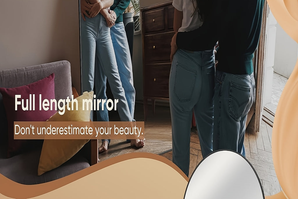 Full Length Floor Mirror Arched Freestanding Large Full Body Standing Mirror with Sturdy Base Polished Surface for Bedroom Living Room Bathroom Space Enhancing Home Decor