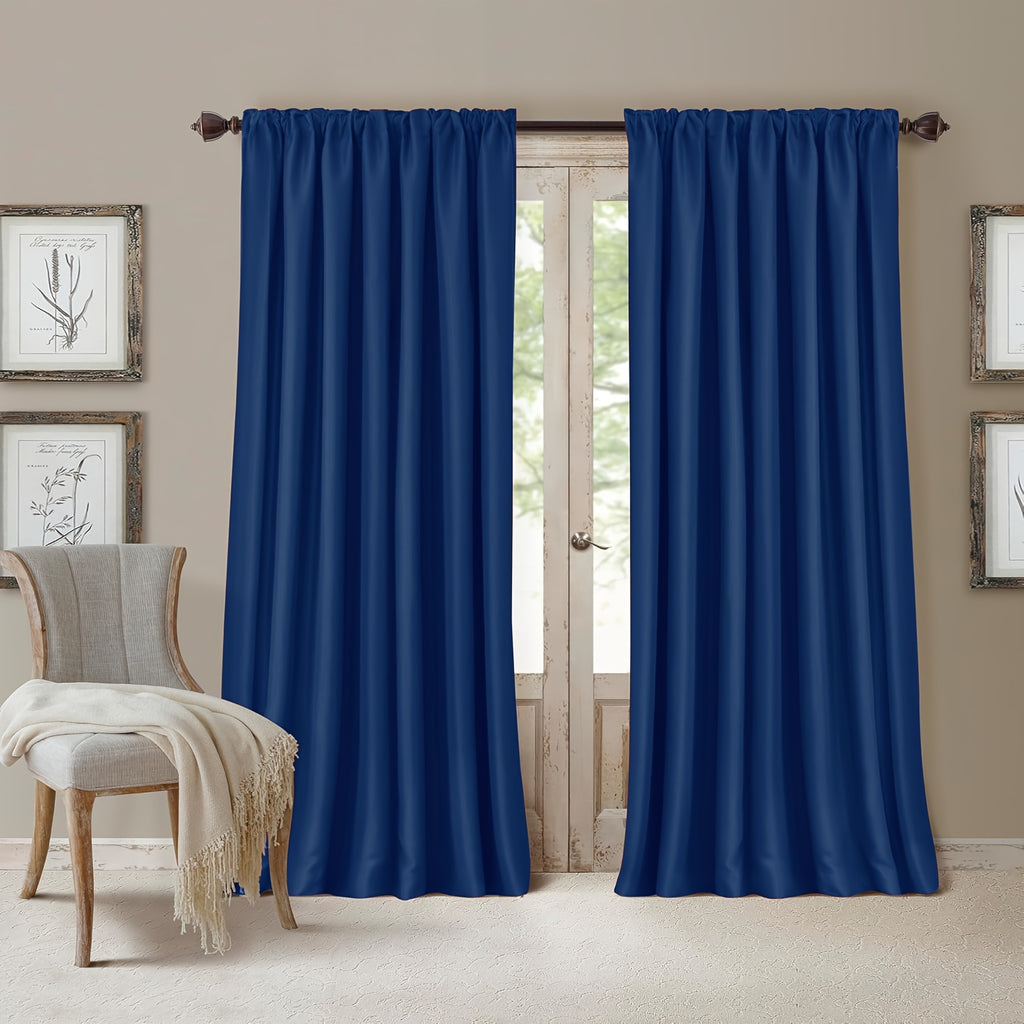 100% Blackout Curtains Rod Pocket 4 Panels - Thermal Insulated Energy Saving Drapes for Bedroom Living Room, 38" & 52" Wide 54"–108" Long, 7 Colors