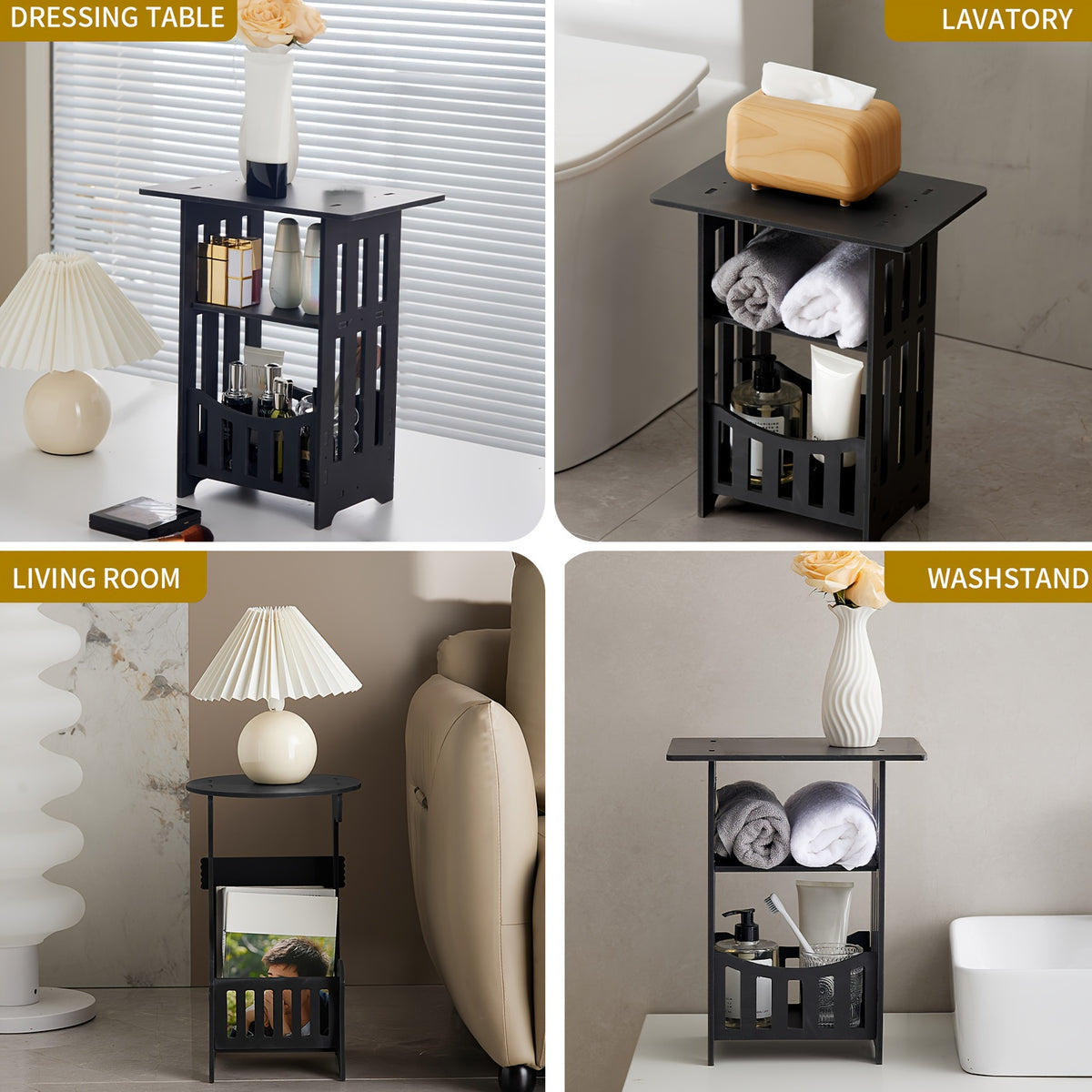 Compact Modern Bedside Table with Open Shelf Space Saving Nightstand Minimalist Storage Rack for Bedroom Dorm Office Living Room Easy Assembly White