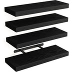 Floating Shelves for Wall 4-Pack 15.8 Inch - Brown Wall Mounted Shelf with Invisible Bracket for Bathroom, Living Room, Bedroom, Kitchen & Office Decor