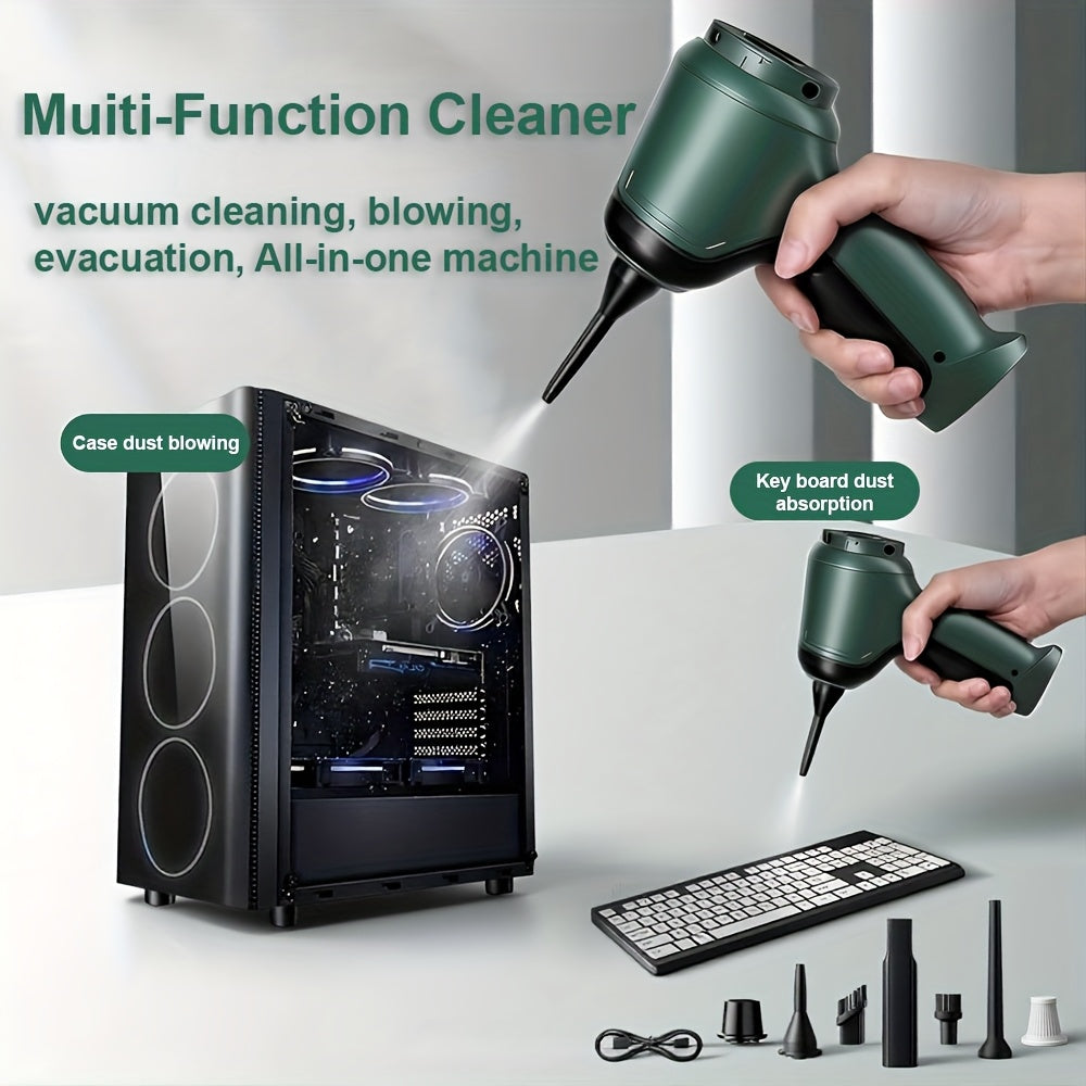 3-in-1 Wireless Handheld Vacuum Cleaner – High-Power Cordless Suction, Air Extraction & Blowing, 5KPa, Pet Hair & Dust, Extended Battery, Car & Home Cleaning, Green Gray Black