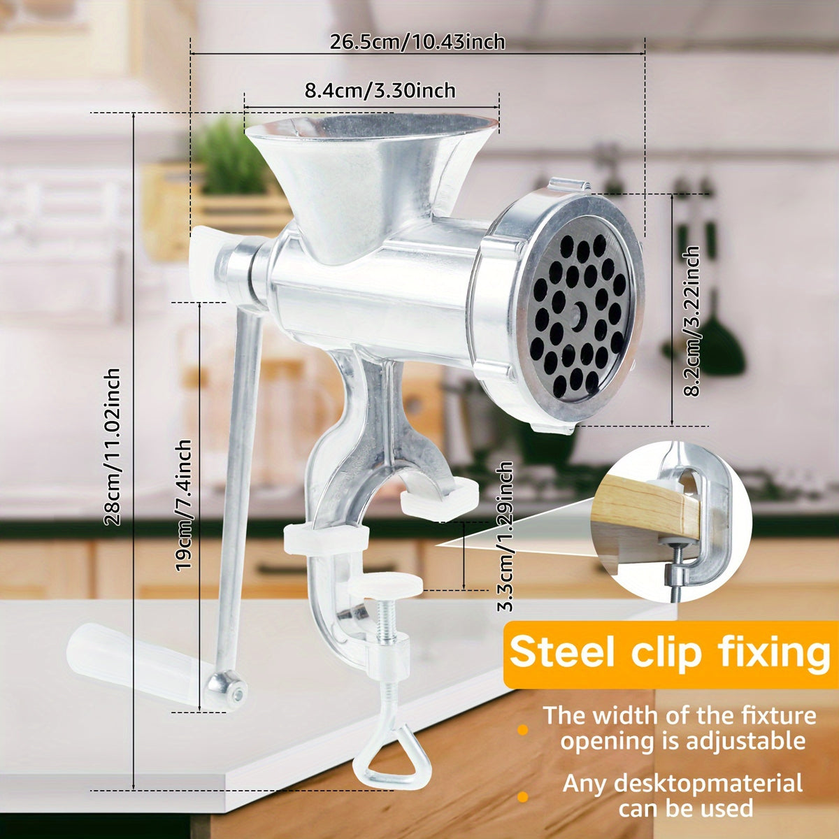 Manual Meat Grinder with Sausage Maker - Stainless Steel Crank Table Clamp Grinder, 3 Sausage Tubes, for Beef Pork Chicken Vegetables, Kitchen Chopping & Grinding Tool | Nuvia Haven