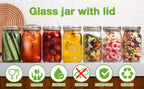 Mason Jars 32oz Wide Mouth with Lids 4 Pack Glass Canning Jars for Pickling Food Storage Meal Prep Salad Jam - Large Glass Jars for Centerpieces Wedding Decor Kitchen Pantry