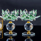 Crystal Lotus Candle Holders Set of 2 Polished Decorative Desktop Centerpiece for Christmas Thanksgiving Halloween Easter Hanukkah Home Decor