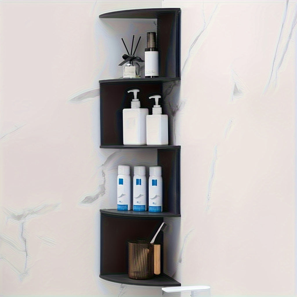 Wall-Mounted 5-Tier Corner Storage Shelf Floating Rack for Living Room, Bedroom, Kitchen, Bathroom & Office, Space-Saving Decorative Corner Organizer in Black or White, Easy Install