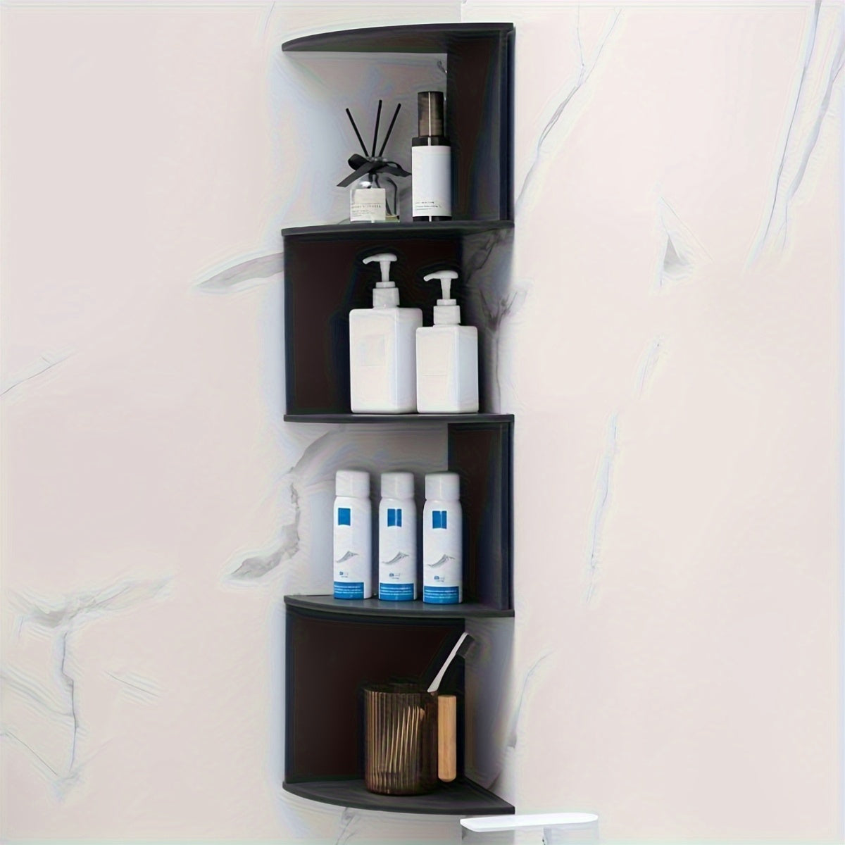 Wall-Mounted 5-Tier Corner Storage Shelf Floating Rack for Living Room, Bedroom, Kitchen, Bathroom & Office, Space-Saving Decorative Corner Organizer in Black or White, Easy Install