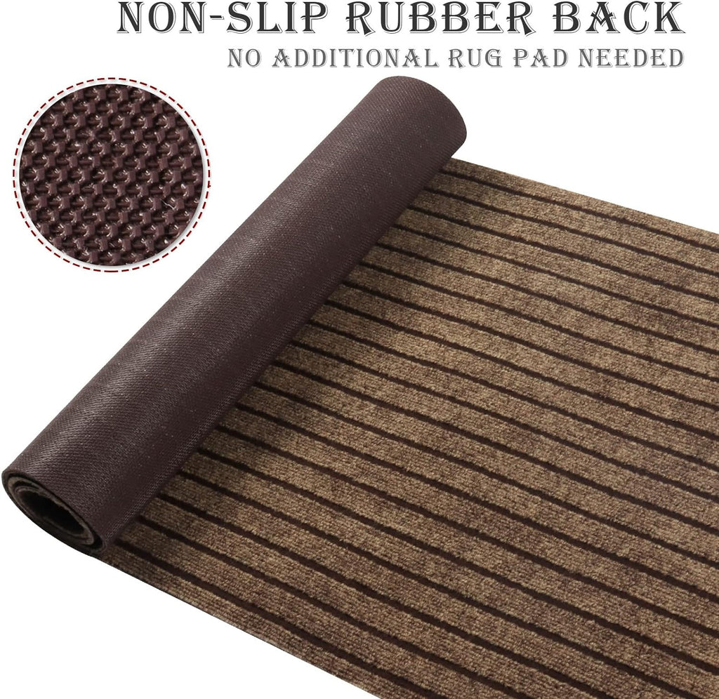 Runner Rug for Hallway Entryway Kitchen – Indoor Outdoor Non-Slip Rubber Backing, 200+ Custom Sizes, 8 Colors, Stain Resistant Low Pile Carpet Runner