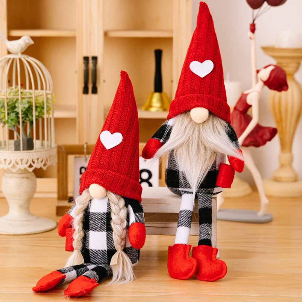 Gnome Home Decor Set of 2 Collectible Gnome Figurines Holiday Decor for Living Room Bedroom Office Desktop Ornaments Birthday Mothers Day Fathers Day Gifts for Women Men Cute Scandinavian Tomte Shelf Decor