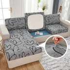 Floral Pattern Sofa Cover Breathable Soft Machine Washable All Season Light Grey Fits 1 to 4 Seater Chaise Longue and Backrest Options