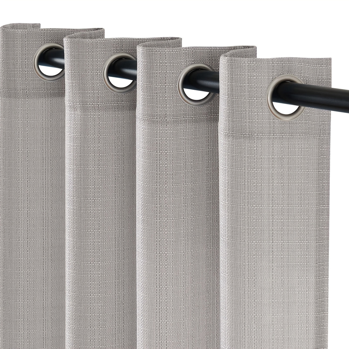 100% Blackout Curtains - 4 Panel Set, Boho Rustic Textured Grommet Drapes for Living Room & Bedroom, Privacy & Room Darkening, 4 Colors