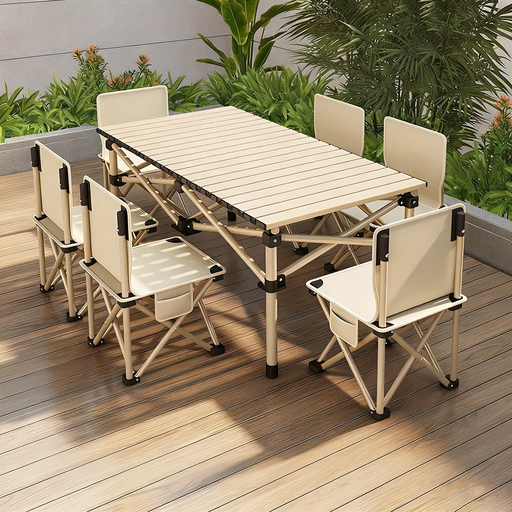 Portable Foldable Camping Picnic Table 4-6 Person Adjustable Height Metal Outdoor Folding Table with Storage Bag for Backyard Beach BBQ Indoor Outdoor