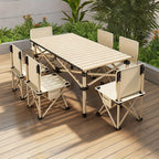 Portable Foldable Camping Picnic Table 4-6 Person Adjustable Height Metal Outdoor Folding Table with Storage Bag for Backyard Beach BBQ Indoor Outdoor
