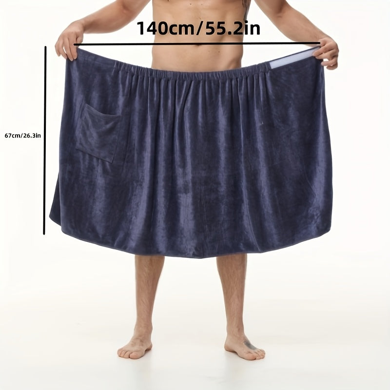 Men's Wearable Bath Towel Wrap & Bathrobe – Soft Absorbent 320 GSM Suede Body Towel for Shower, Spa & Gym | Solid Color Bathing Robe