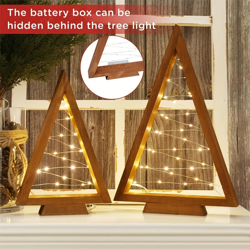Wooden Desktop Mini Light Tree Set – Decorative LED Holiday Trees for Home, Office & Shelf Displays, Reusable, 2 to 6-Piece Sets