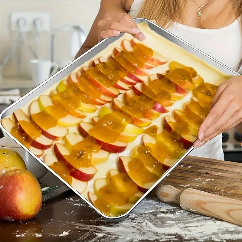Stainless Steel Baking Tray Set with Cooling Rack & Mesh Basket - 12.5x8.6 Inch Cookie Sheet for Oven Baking, BBQ, Roasting & Vegetable Prep, Multi-Use Kitchen Set for Holiday Cooking